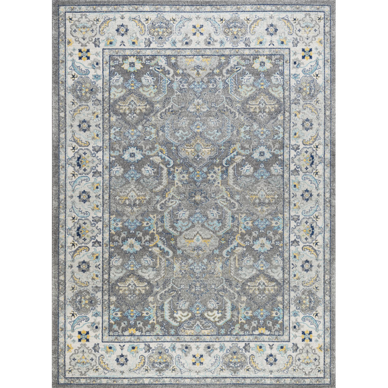 Turkish Chelsea Gray/Ivory Area Rug, Rectangle 11'11" x 14'10"