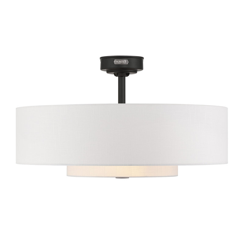 Ventilateur de plafond 30 pouces avec lumières et télécommande Jasmine Roth x Hunter, Noir mat / blanc frais