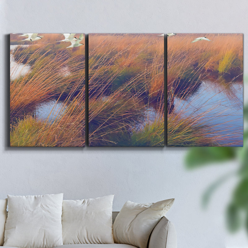 Glitched I, reproduction d'art encadrée sur toile 3 pièces, H 48 po x l 96 po x P 2 po