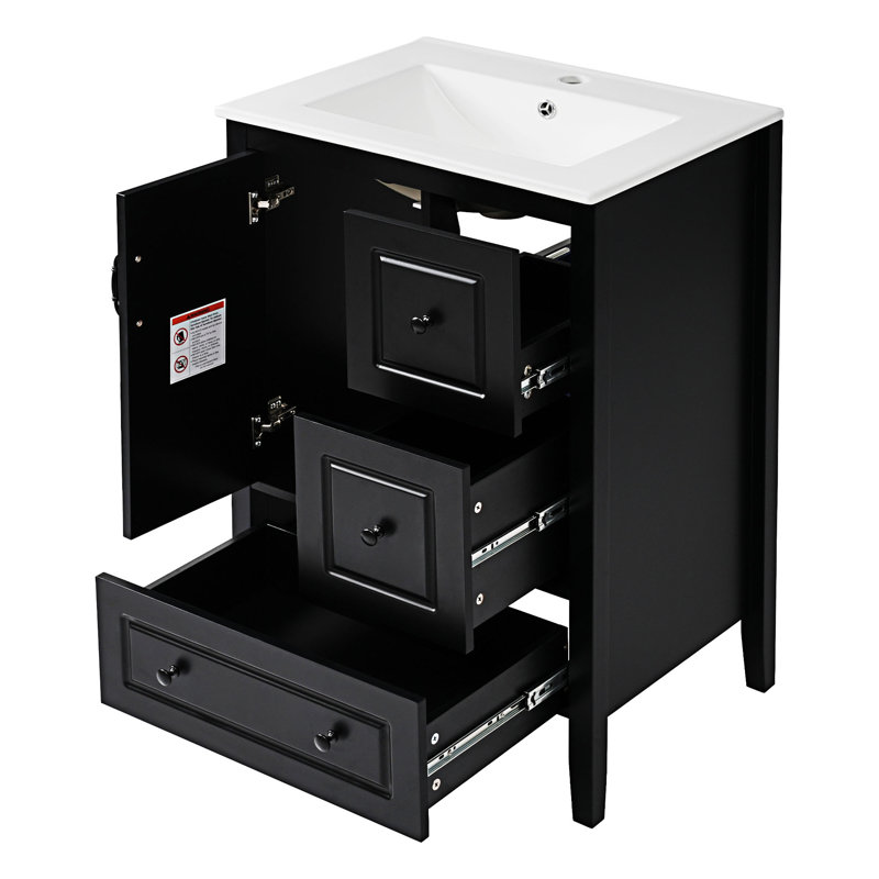 Meuble-lavabo de salle de bain avec lavabo, Noir