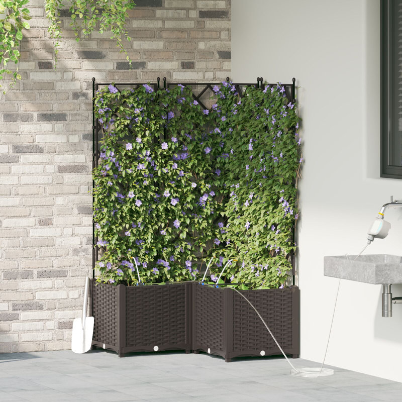 Garden Planters Poly Large Expandable Plant Stand, Brown, 142cm H x 80cm W x 80cm D