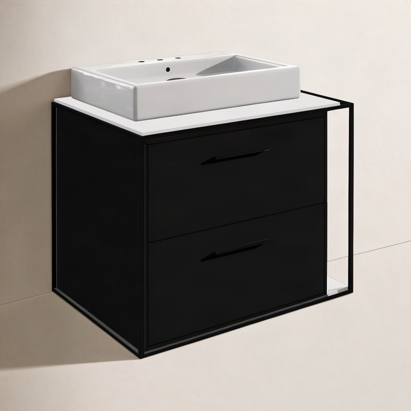 Linea 24'' W Single Vanity, Matte Black, 8" Widespread, Matte Black