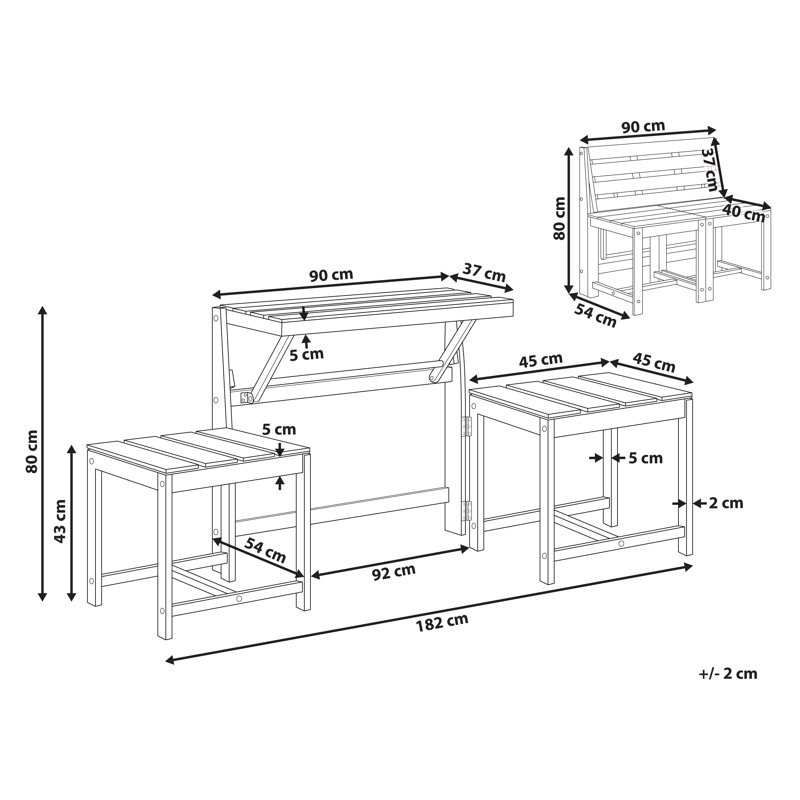 Thalia Solid Wood Acacia Outdoor Bench