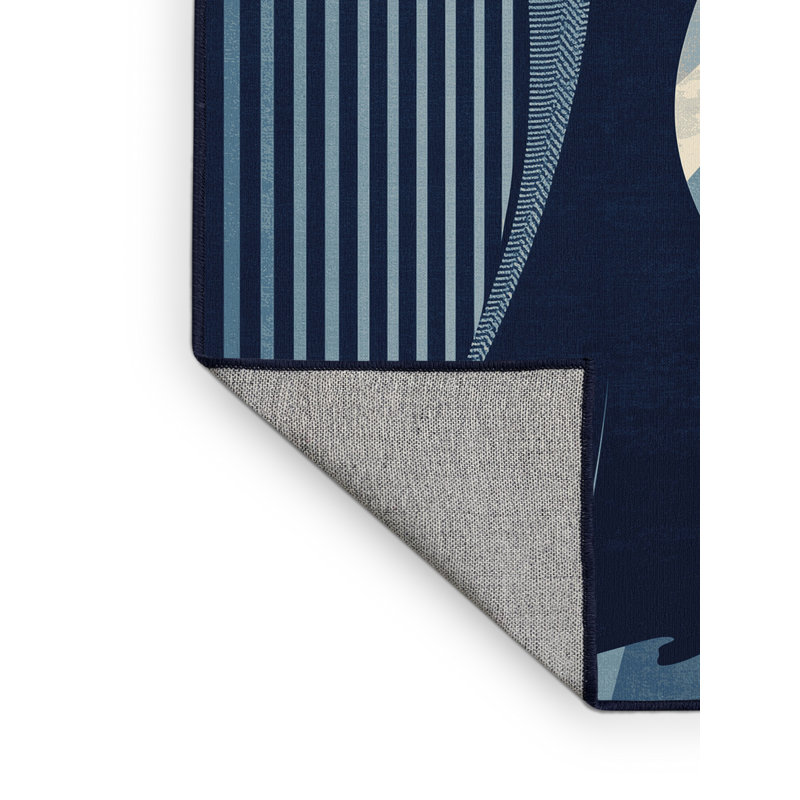 Tapis rayé gris lavable à la machine Benson, 8 x 10