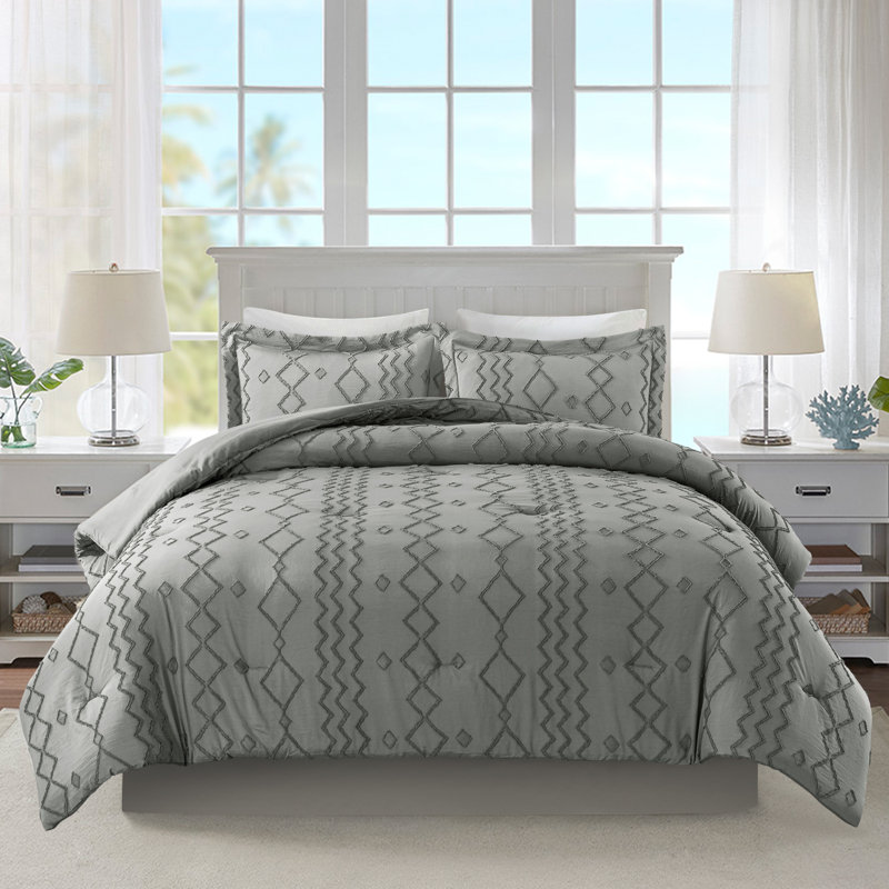 Édredon en microfibre Vancouver, Édredon très grand et 2 très grandes taies déc, Gris foncé