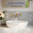 Wall Bathroom Faucet 3 Hole,Bathroom Sink Faucet with Drain Assembly, Brushed Gold-115761270