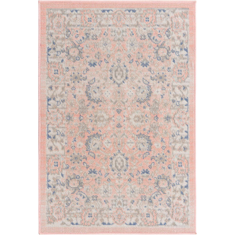 Tapis oriental rose poudre Exann
