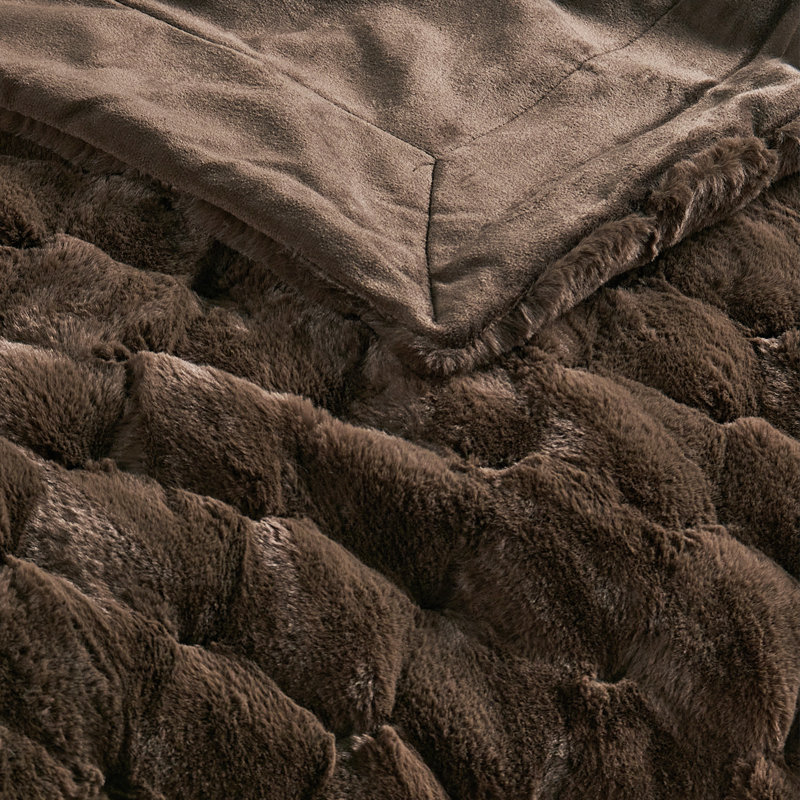 Jeté en fausse fourrure CloudNest, Brun chocolat