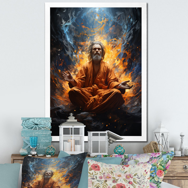 Orange Yoga Awakening II, reproduction d'art sur toile, H 32 po x l 16 po x P 1 po, Blanc