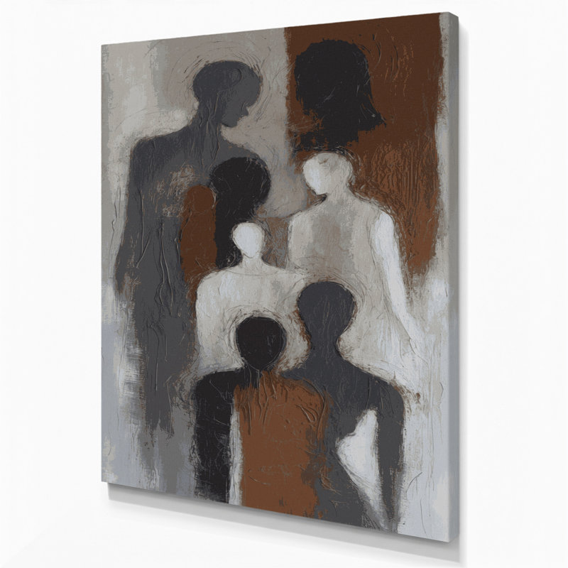Abstrait art figuratif gris sur toile 90, H 18 po x l 12 po