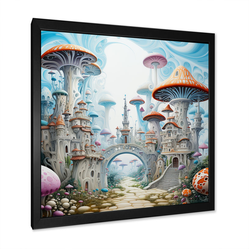 Imaginaire de la ville fantaisiste I - Art mural fantastique et science-fiction, Black Picture Framed, 30" H x 30" W