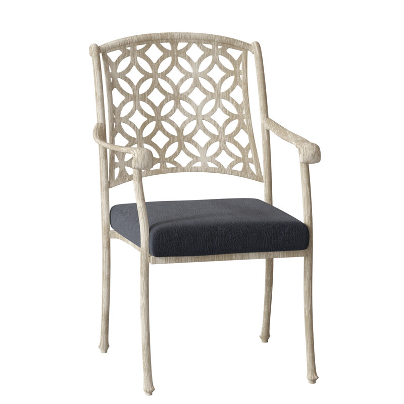 Casa Outdoor Dining Armchair, Weathered White, Canvas Bird's Eye Sunbrella® Canvas