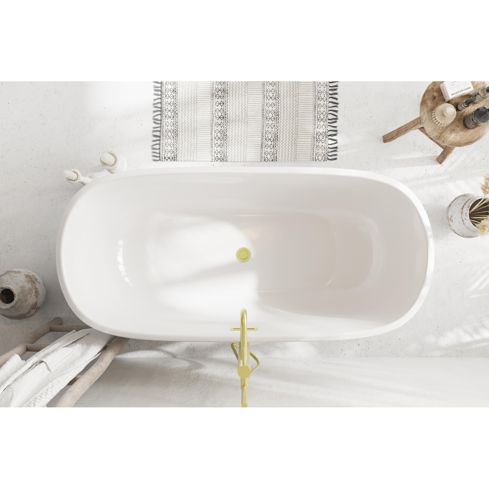 Chaylynn 59'' Soaking Acrylic Bathtub, Brushed Gold
