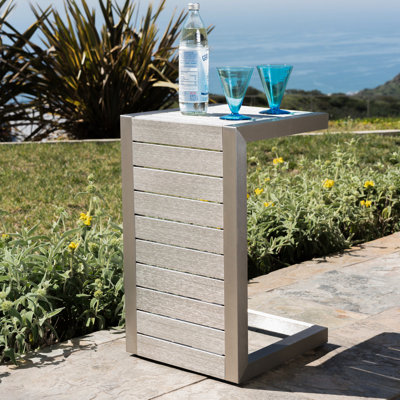 Silver Outdoor Table - Enhances Functionality Of Your Patio Aluminum Frame Side Space & Functional