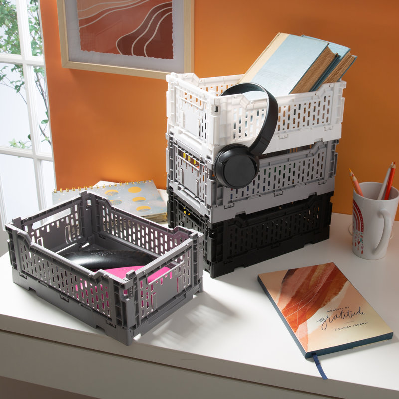 Caisse en plastique, H 4,13 po x l 10,63 po x P 6,69 po, blanc