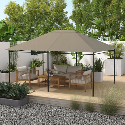 10' x 13' Khaki Gazebo Canopy Replacement with Vents, Drain Holes & UV30+ Protection (Top Cover Only)