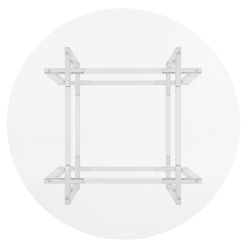 Round Glass Dining Table, Silver, 30" H x 42" L x 42" W