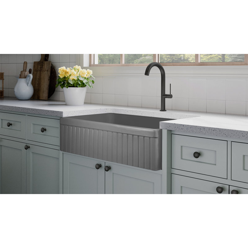 Luxury Solid Fireclay Farmhouse Sink, Matte Black Accessories