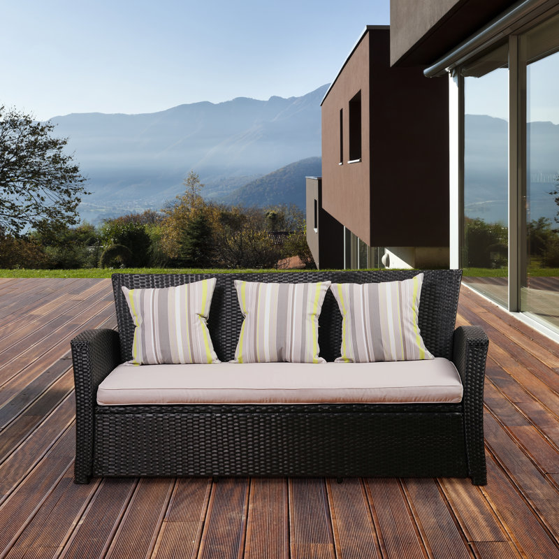 Mcdaniels Wicker 5 - Person Patio Conversation Set with Cushions