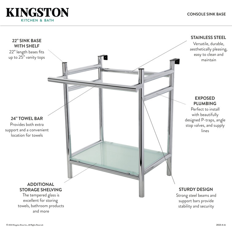 Kingston Brass VPB2216301 Sheridan 22-Inch Console Sink Base With Glass  Shelf, Polished Chrome Wayfair Canada