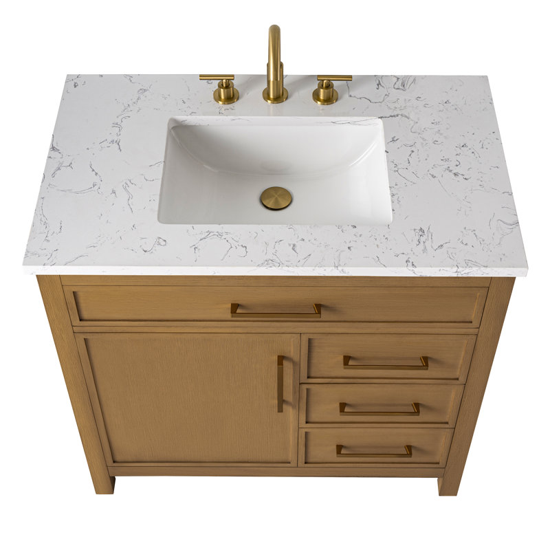 Reajean 36" Single Vanity, Caramel/Brushed Bronze