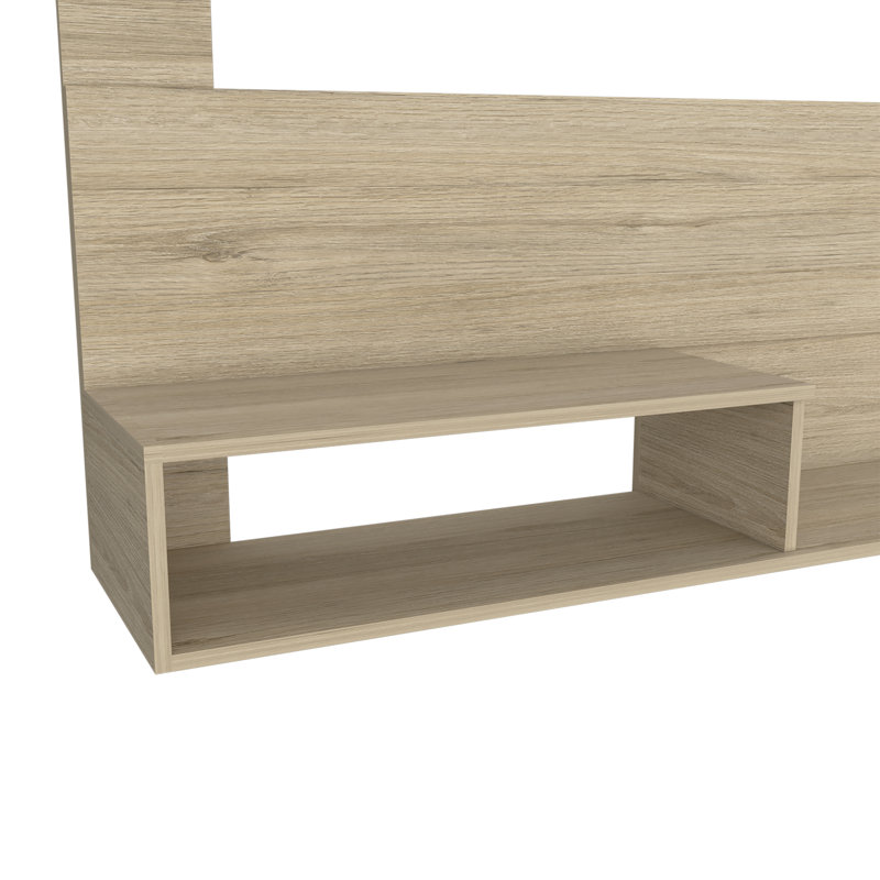  Irmo Floating Wall-Mounted TV Stand with Open Shelves and Media Storage, Light Pine
