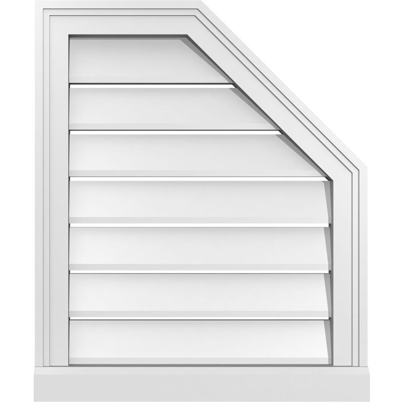 Half Octagon Top Right Surface Mount Signature Urethane Functional Gable Vent, Primed Tan, 24" H x 20" W x 2" D