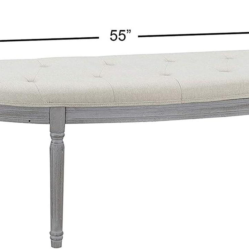 Banc rembourré capitonné beige clair Coastal
