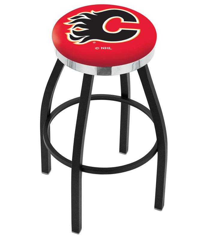 Tabouret de bar pivotant de 30 po NCAA, Chrome, Flames de Calgary