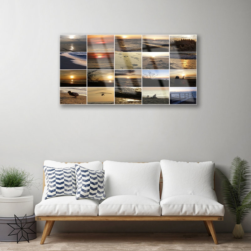 Glass Print Wall Art 100X50cm Image Printed On Glass Decorative Wall Picture Behind Toughened / Tempered Safety Real Glass For Kitchen & Living Room Theme: Sea Landscape