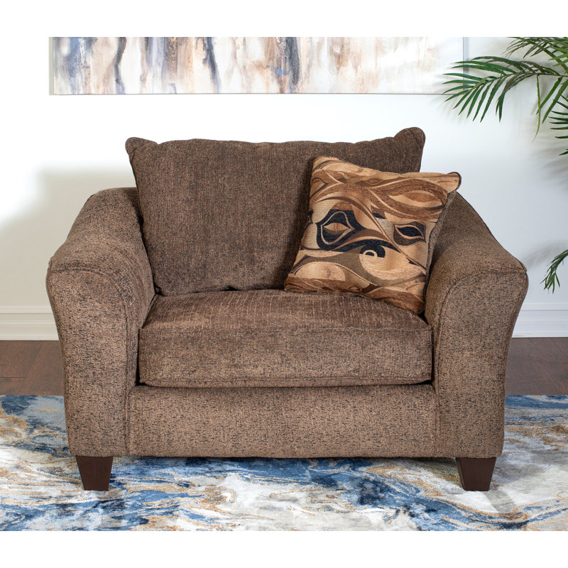 Chaise avec accoudoirs en tissu Camero, brun