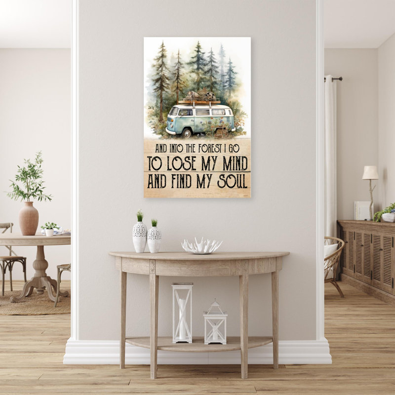 " Camping And Into The Forest - 1 Piece Rectangle Graphic Art Print On Wrapped Canvas ", L 24 po x H 36 po
