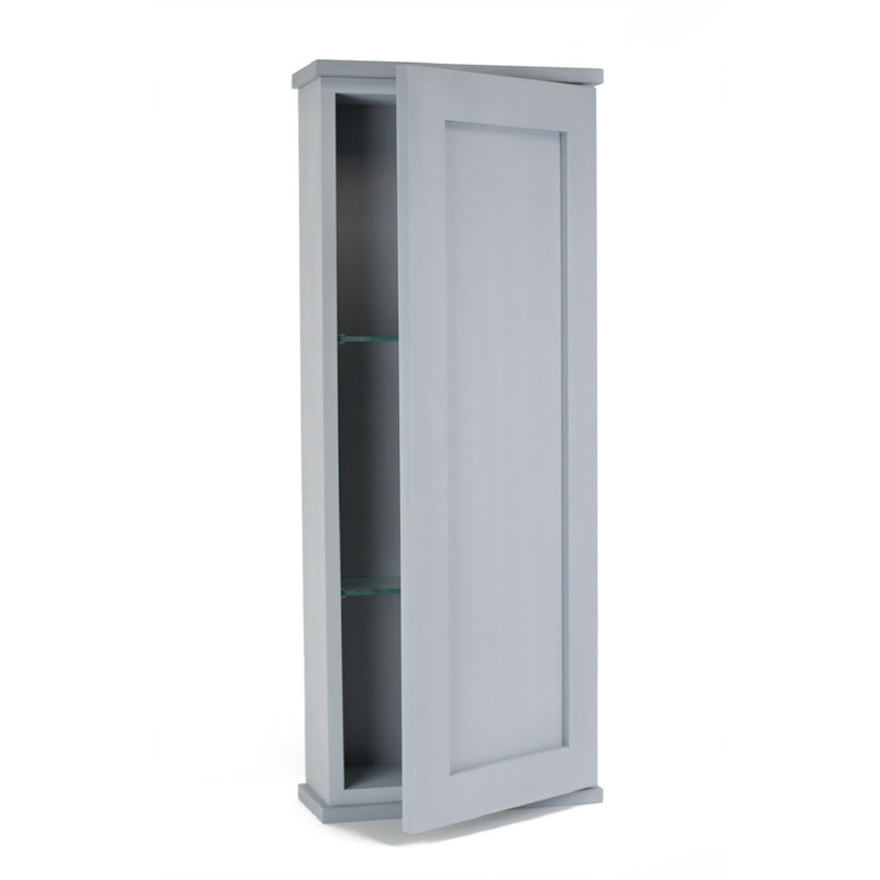 Solid Wood Wall Mounted Bathroom Cabinet, Gray, 15.5"W x 49.5" H x 3.25" D