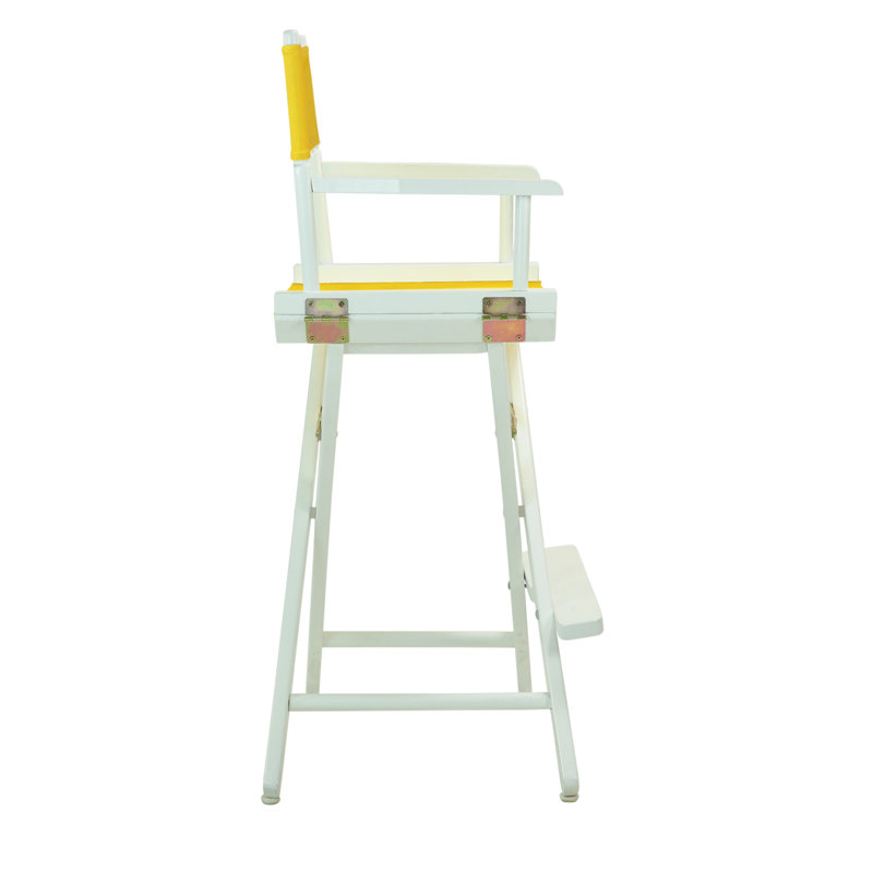 30" Folding Director Chair with Canvas, White, Gold