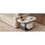 Table basse ovale moderne de 39,4 po avec rangement, plateau en pierre frittée et roulettes verrouillables-1499396269