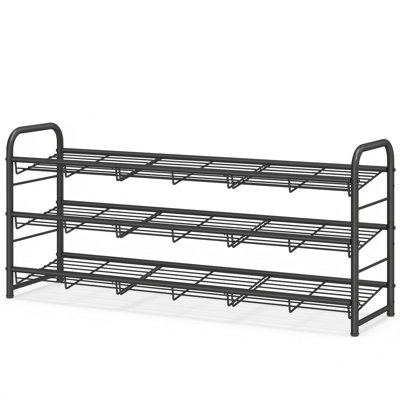 3 Tier 15 Pairs Shoe Rack Metal Shoe Shelf With Adjustable Tilt Angle