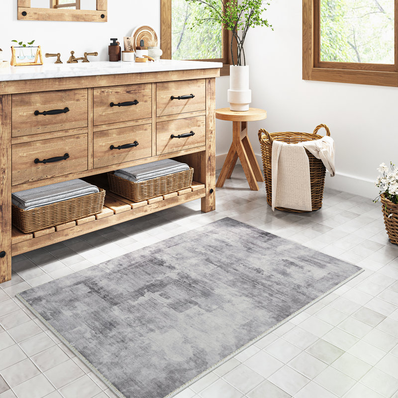 Oriental Light Grey Area Rug, Rectangle 2' 3" x 2' 9", Light Grey
