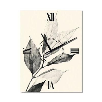 Horloge murale Japandi - Feuille aux lignes épurées I