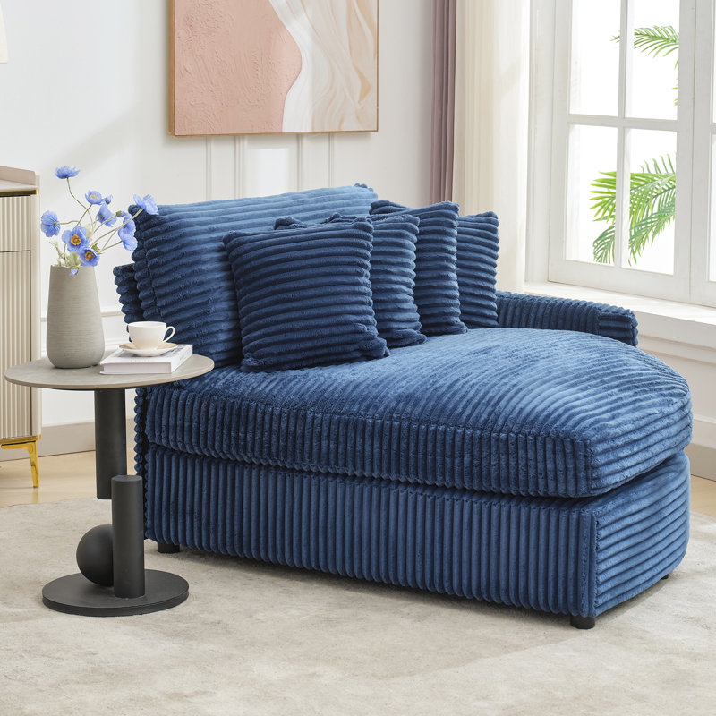 Chaise longue rembourrée avec coussin, Marine, Orienté à gauche (vu de face)