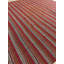 Tapis Kilim turc décoratif moderne à rayures rouges multicolores, style années 1950, 239 x 257 cm.