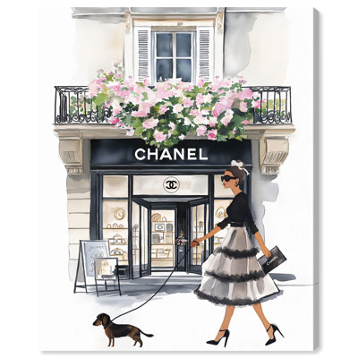 Art mural sur toile Parisian Dog Stroll par Art Remedy