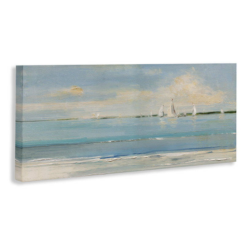 "Distant Painterly Sail Sailers", art mural par Sally Swatland bp-685_CN, H 17 po x l 40 po