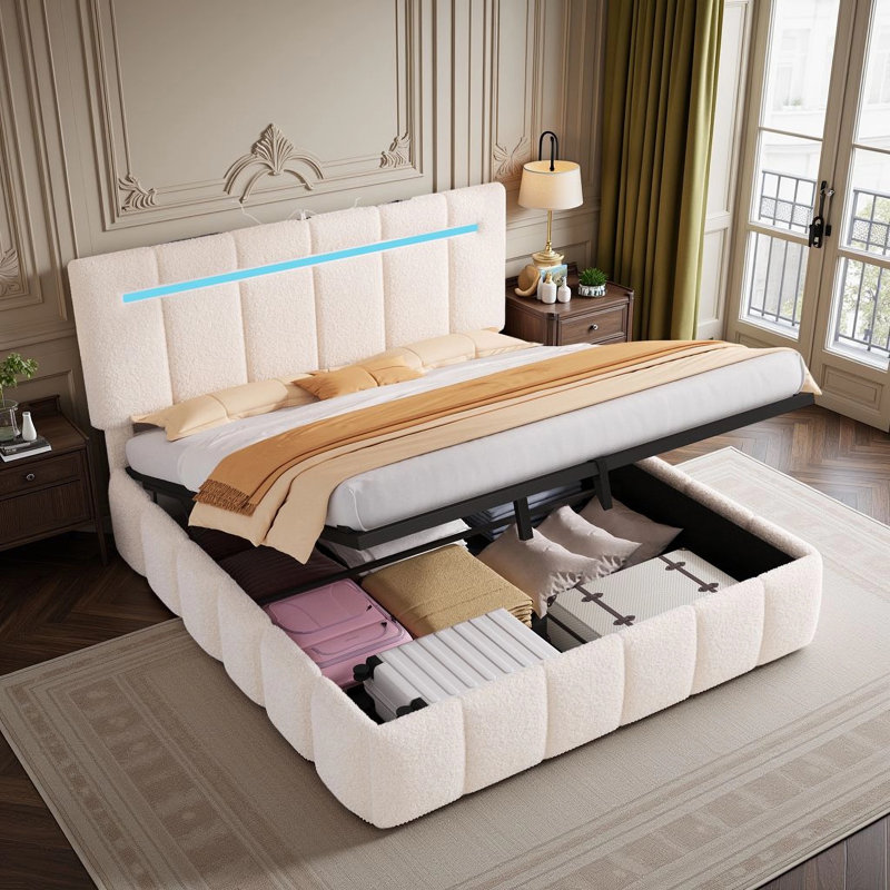 Upholstered Ottoman Storage Bed, Double (4'6)