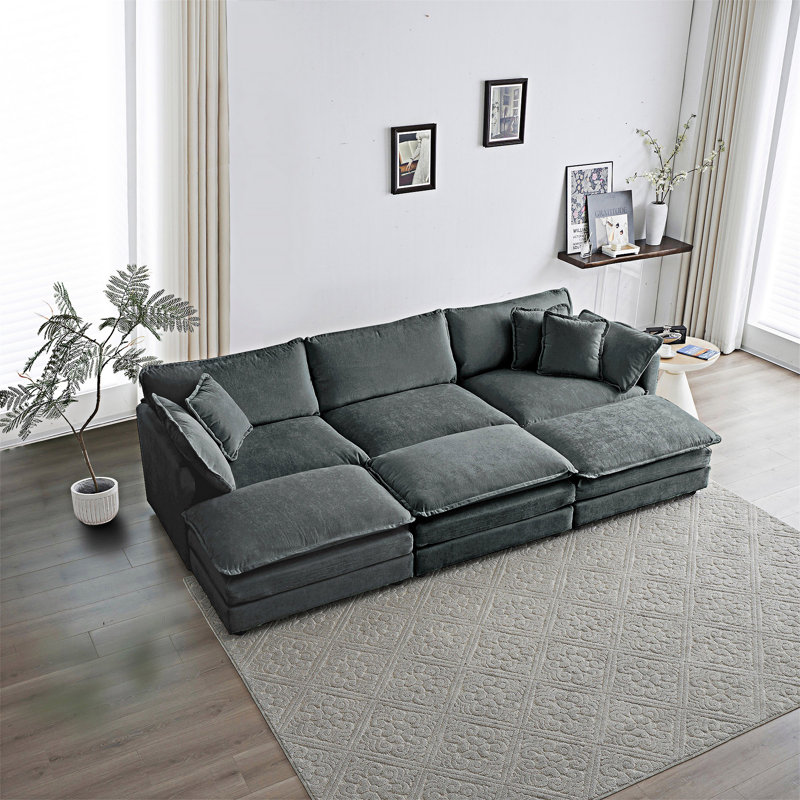 Canapé modulaire rembourré avec repose-pieds réversible