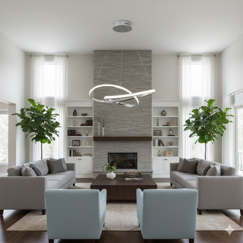 Modern Chrome LED Acrylic Chandelier, Chrome