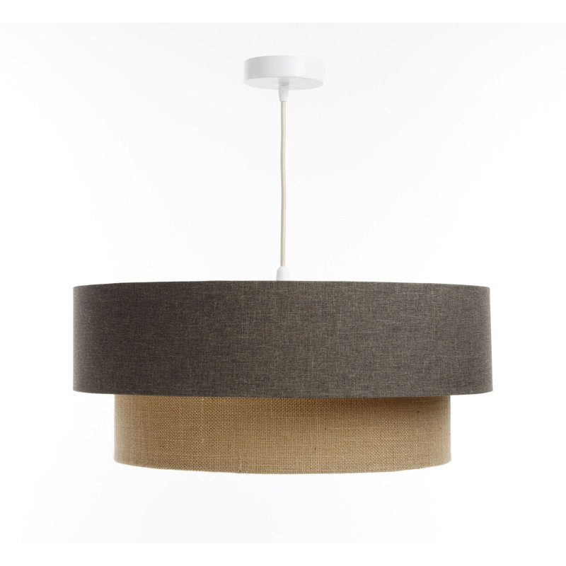 Zygi 1 - Light Cream Drum Pendant, Brown/Yellow Mustard