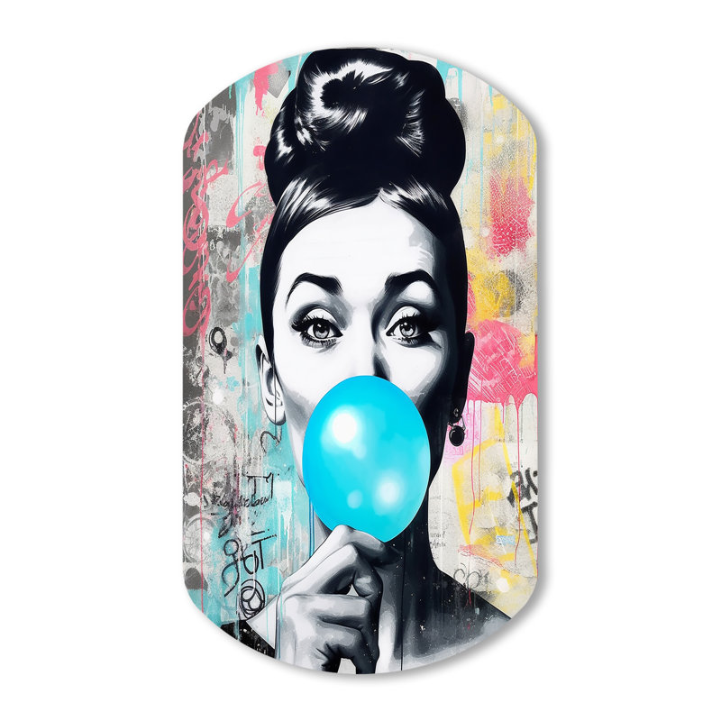 Katzer - Art mural asymétrique en métal en forme de cylindre de célébrité, H 43 po x l 23 po