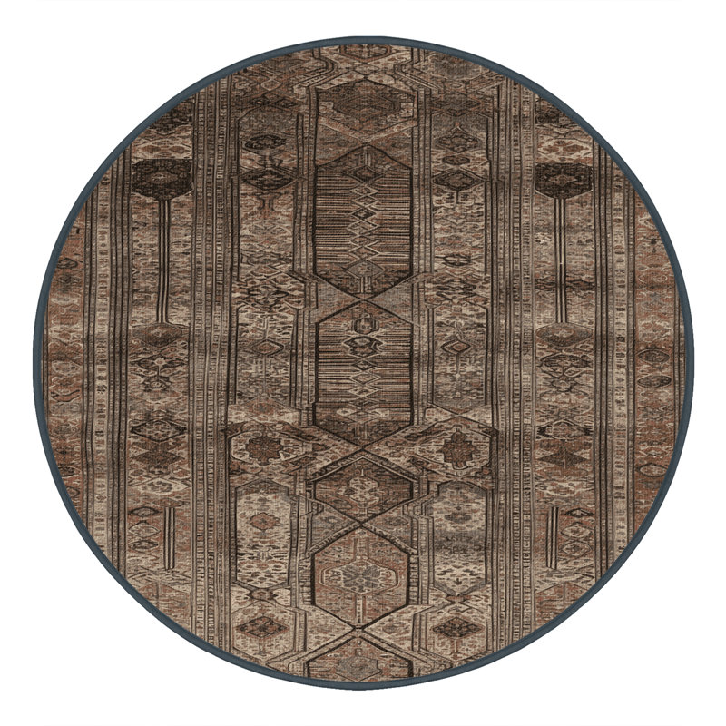 Tapis brun lavable à la machine, Rond 3 pi