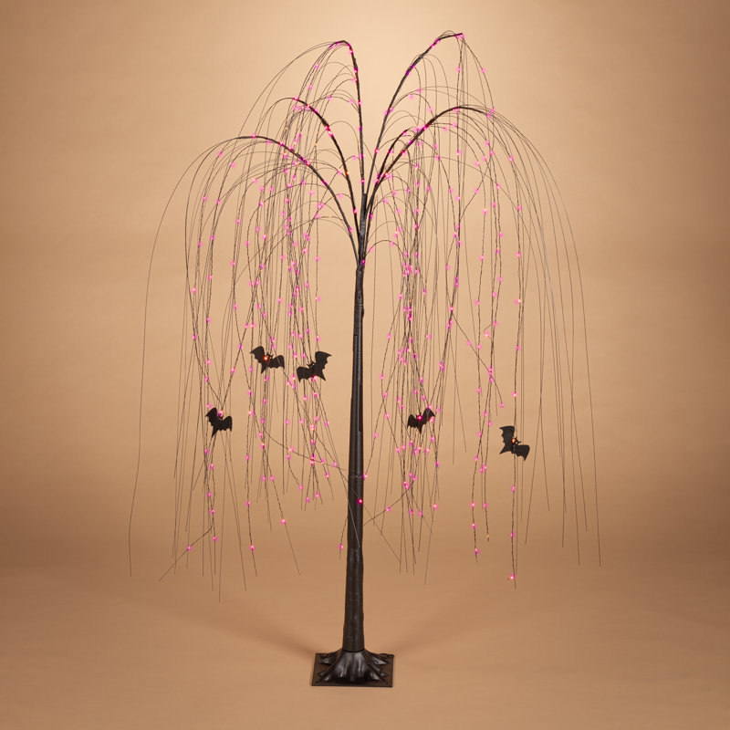 5 Foot Electric Black Willow Tree With Bats And Dual Color Lights