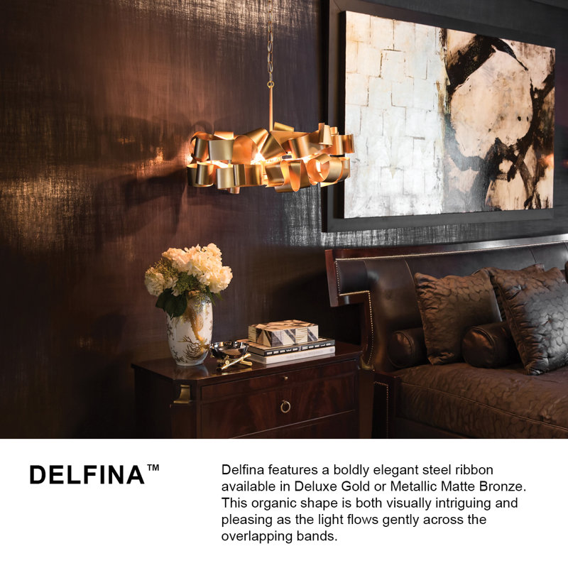 Delfina 5 - Light Unique Geometric Chandelier, Matte Bronze